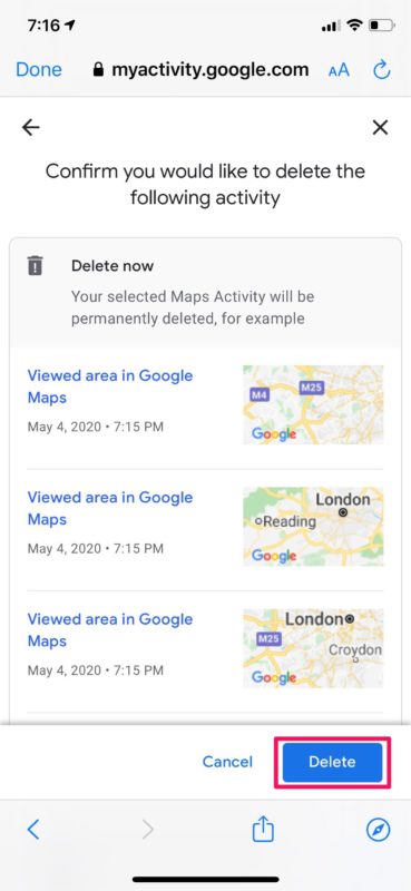 Comment effacer l’historique de recherche Google Maps sur iPhone et iPad