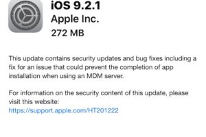 iOS 9.2.1 disponible pour iPhone, iPad, iPod touch [Liens de téléchargement direct IPSW].