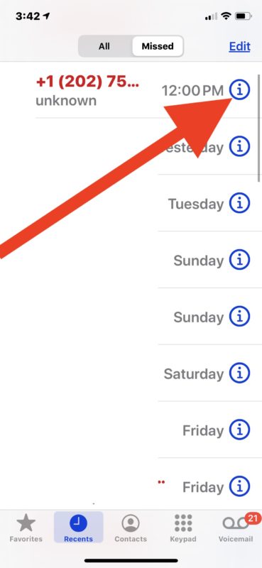 Comment ajouter un nouveau contact directement depuis la liste des appels téléphoniques vers l'iPhone