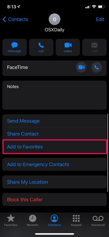 Comment ajouter des contacts aux favoris sur iPhone