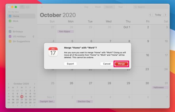 Comment fusionner des calendriers sur Mac