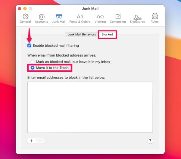 Comment supprimer automatiquement les e-mails des expéditeurs bloqués sur Mac