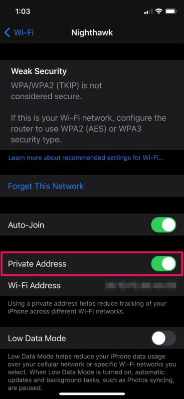 Comment activer et désactiver l'adresse Wi-Fi privée sur iPhone et iPad pour augmenter la confidentialité