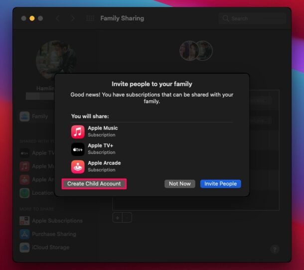 Comment créer un compte enfant pour le partage familial sur Mac