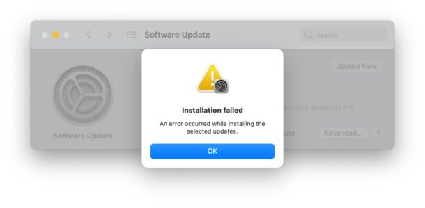 Erreur d'installation de macOS lors de la mise à jour logicielle