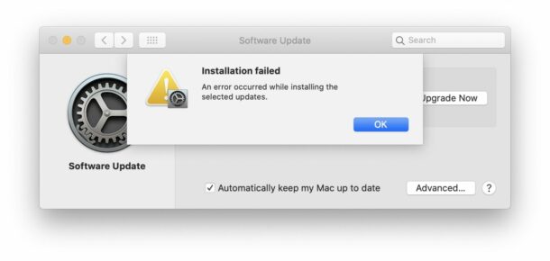Une erreur d'installation de macOS s'est produite lors de l'installation des mises à jour sélectionnées