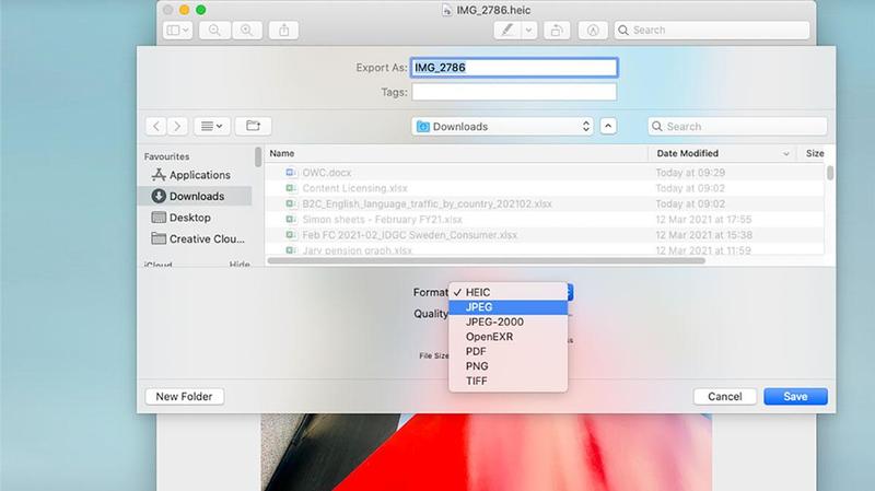 convertir le fichier heic iphone en jepg mac