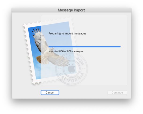 L'importation de courrier fonctionne avec succès sur Mac