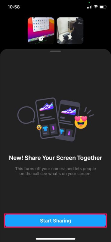 Comment partager l'écran de l'iPhone avec Facebook Messenger