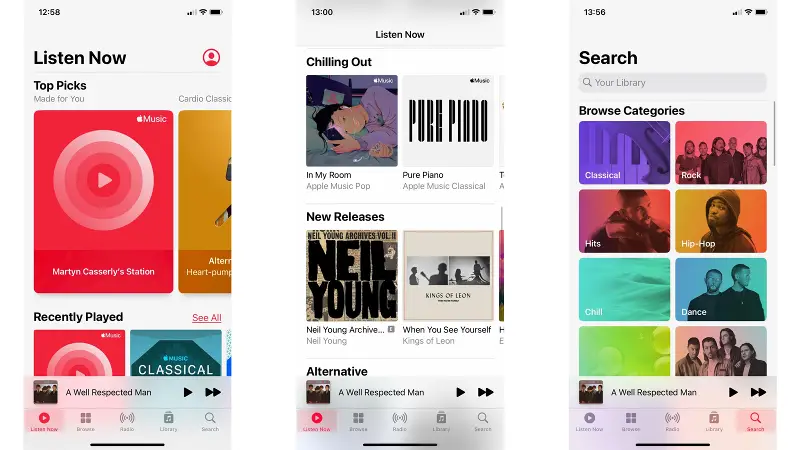 Apple Music vs Spotify: interface Apple Music