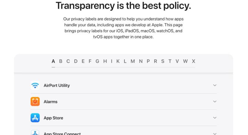 Étiquettes de confidentialité Apple