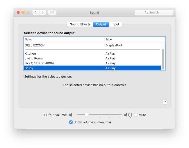 Audio AirPlay d'un Mac vers un HomePod: Préférences Système