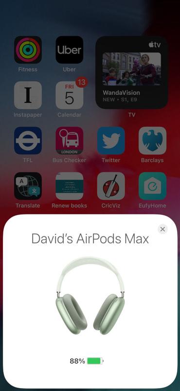 Comment vérifier le niveau de batterie maximal des AirPods: Infobox sur l'iPhone