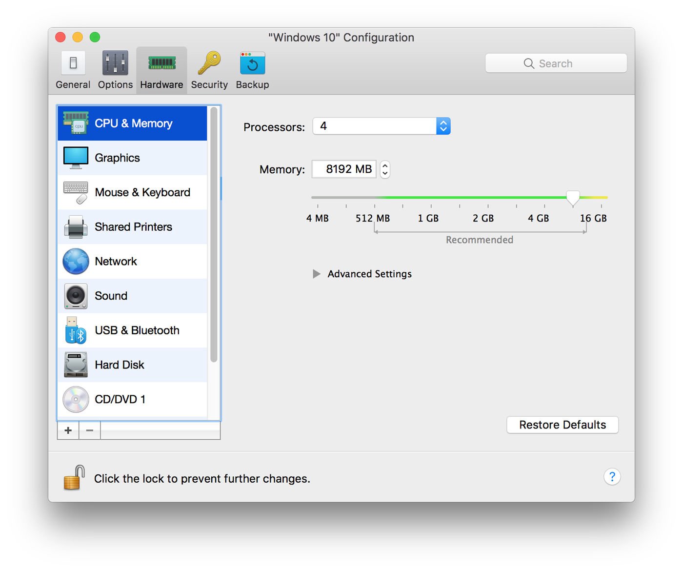 Pour installer Windows sur un Mac: Configurez le matériel dans Parallels