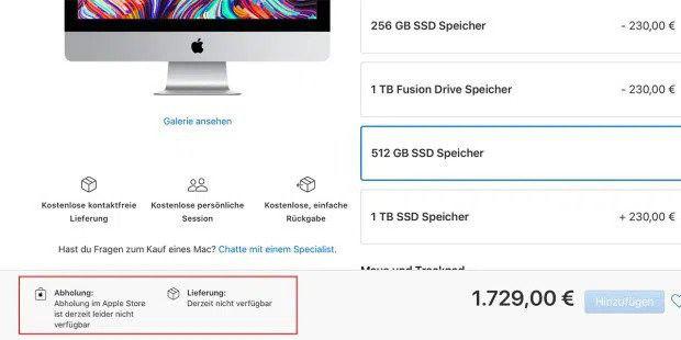 iMac actuellement indisponible: magasin allemand