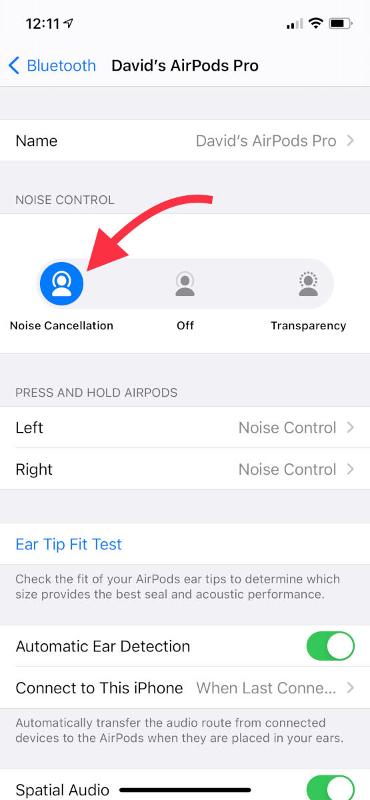 Comment contrôler la suppression du bruit AirPods Pro: Paramètres de l'iPhone
