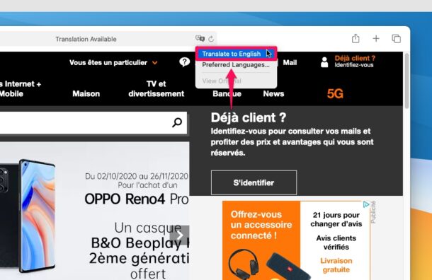 Comment utiliser Traduire des pages Web dans Safari pour Mac