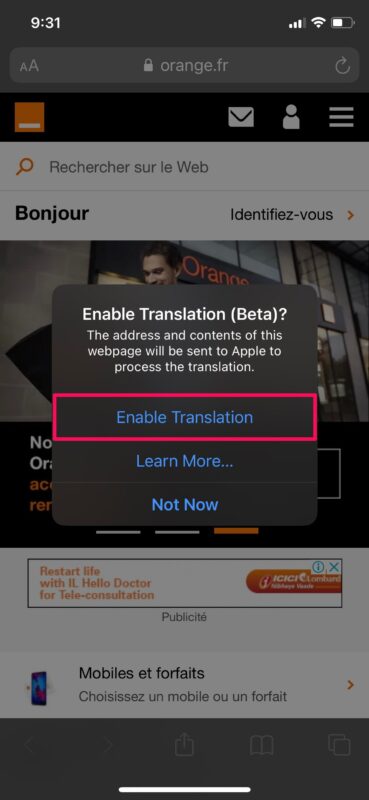 Comment traduire des pages Web dans Safari sur iPhone et iPad