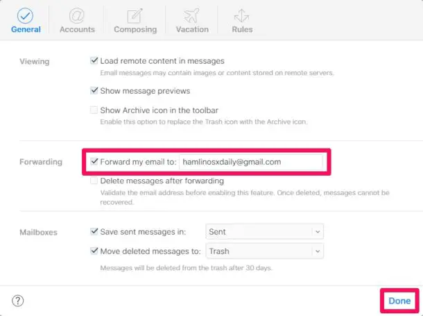 Comment transférer automatiquement le courrier iCloud vers une autre adresse e-mail