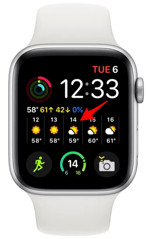 CAROTTE Complication météo sur un cadran Apple Watch