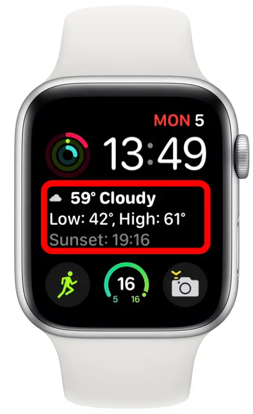 Application Dark Sky sur un cadran Apple Watch