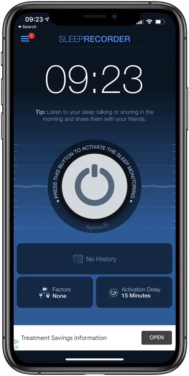 Application Prime Sleep Recorder pour le suivi du sommeil.