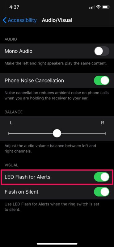 Comment activer les notifications flash LED sur iPhone