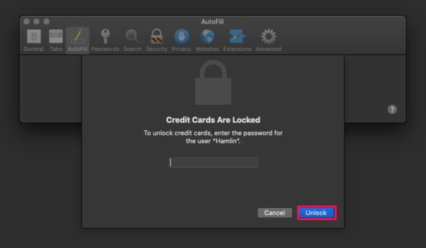 Comment ajouter des cartes de crédit au remplissage automatique de Safari sur Mac