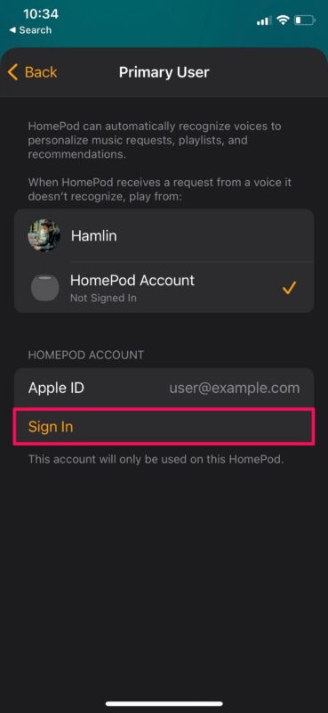 Comment changer l'identifiant Apple du compte HomePod