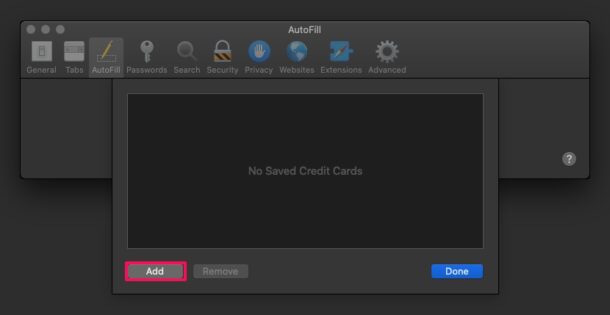 Comment ajouter des cartes de crédit au remplissage automatique de Safari sur Mac