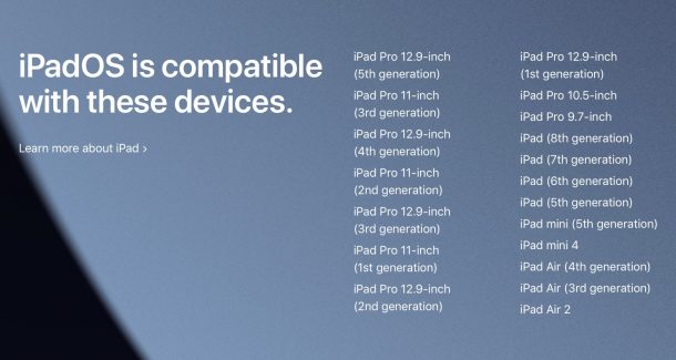 Liste des iPad compatibles ipadOS 15