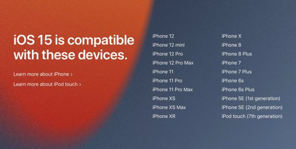 Liste des iPhone pris en charge par iOS 15