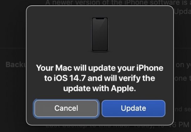 Rétrogradation d'iOS 15 vers iOS 14.7 sur Mac