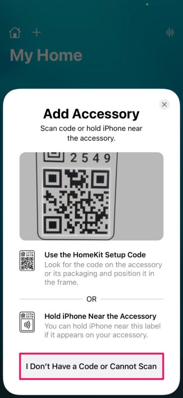 Comment ajouter un accessoire HomeKit sans code QR