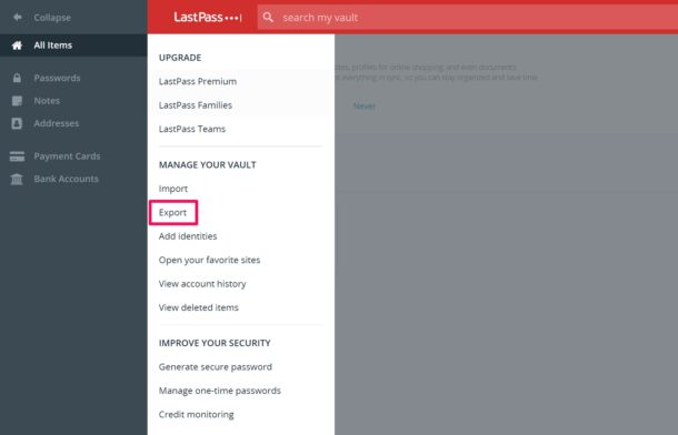 Comment exporter les mots de passe LastPass