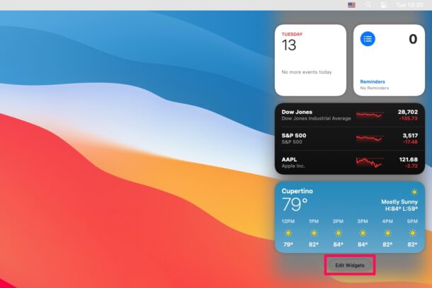 Comment personnaliser les widgets dans le centre de notifications sur MacOS Big Sur