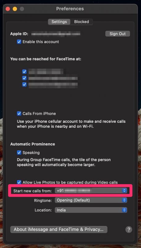 Comment changer l'identifiant de l'appelant FaceTime sur Mac