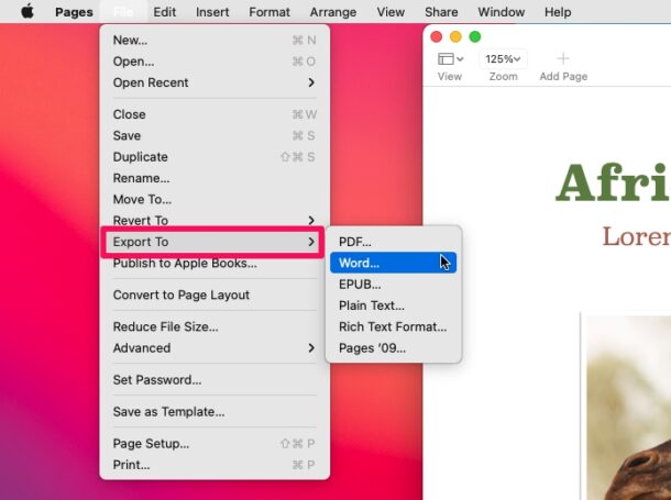 Comment convertir des pages en Word sur Mac
