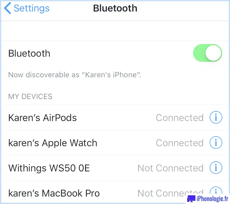 Comment réparer la déconnexion des AirPods de l'iPhone : Bluetooth activé