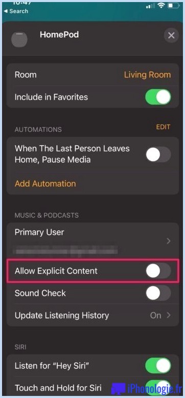 Comment bloquer le contenu explicite sur HomePod