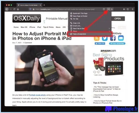 Prendre une capture d'écran complète de la page Web sur Mac avec Firefox