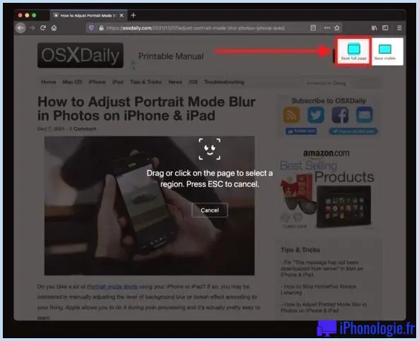 Prendre une capture d'écran pleine page sur Mac avec Firefox