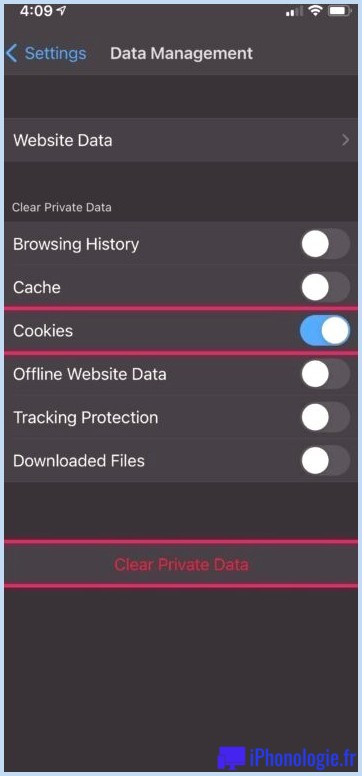 Comment effacer les cookies sur Firefox, Opera sur iPhone et iPad