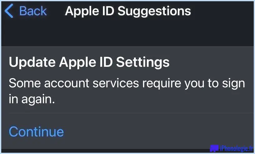 Mettre à jour les paramètres de l'identifiant Apple