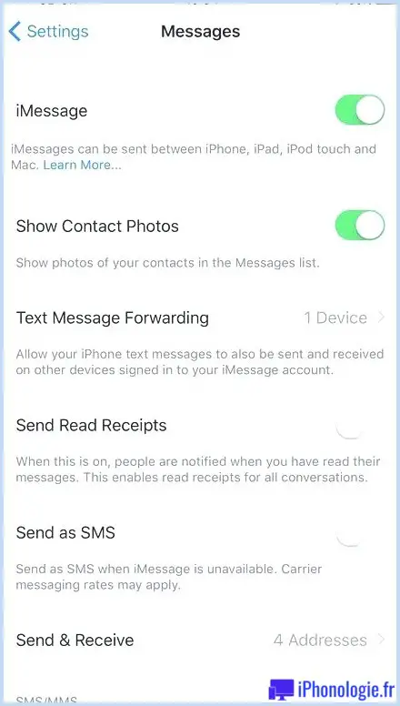 Comment réparer iMessage ne fonctionne pas sur iPhone, iPad et Mac : Paramètres iOS