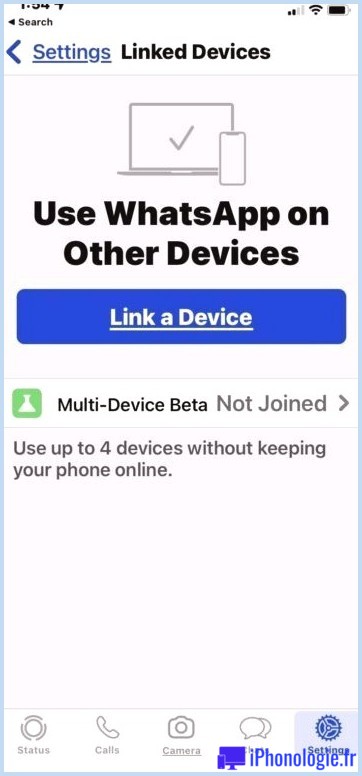 Associez l'appareil à WhatsApp et rejoignez la version bêta