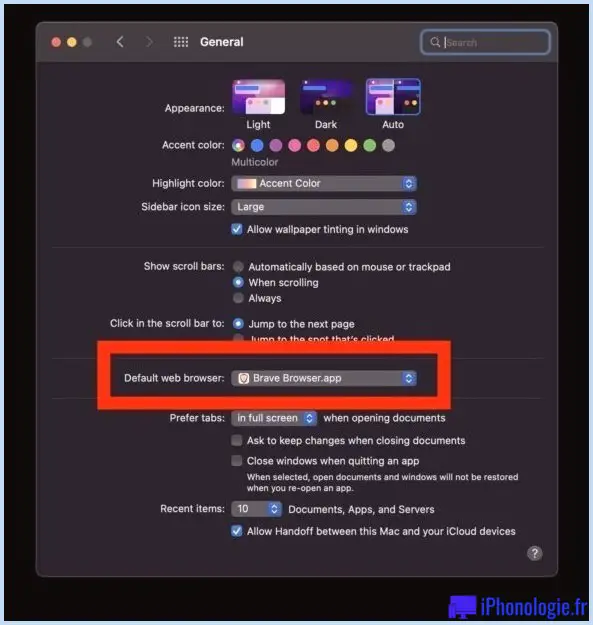 Faire de Brave le navigateur Web Mac par défaut