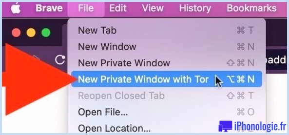 Nouvelle fenêtre privée avec Tor dans le navigateur Brave