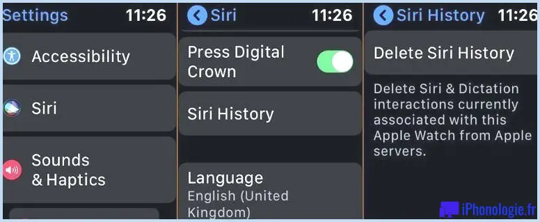 Comment supprimer l'historique et les données de Siri : Paramètres de l'Apple Watch