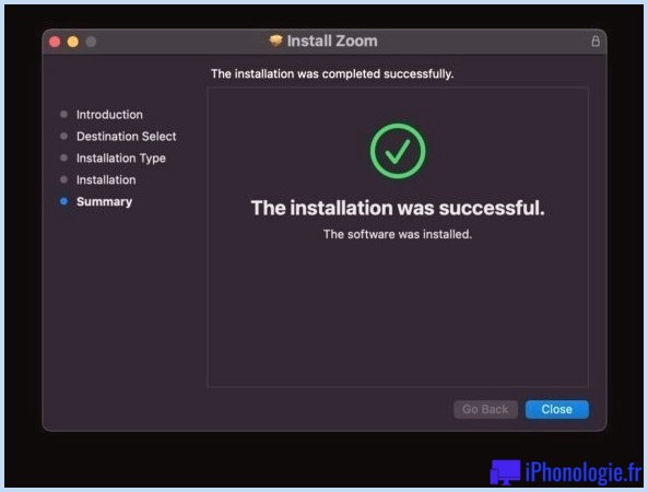 Réinstallation réussie des mises à jour de Zoom Zoom sur Mac